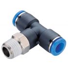 Tee with male swivel branch