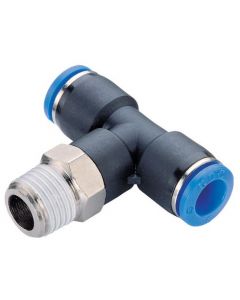 Tee with male swivel branch